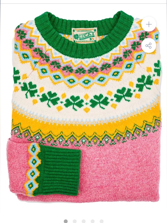 Kiel James Patrick Sweaters - Kiel James Patrick Pink, Green & Yellow Fair Isle Crewneck Sweater